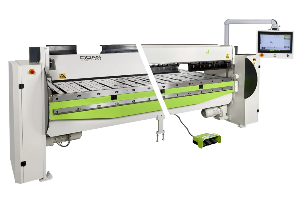 roterbar överbalk kombiprisma för snabb verktygväxling i kantvikmaskin mot vit bakgrund